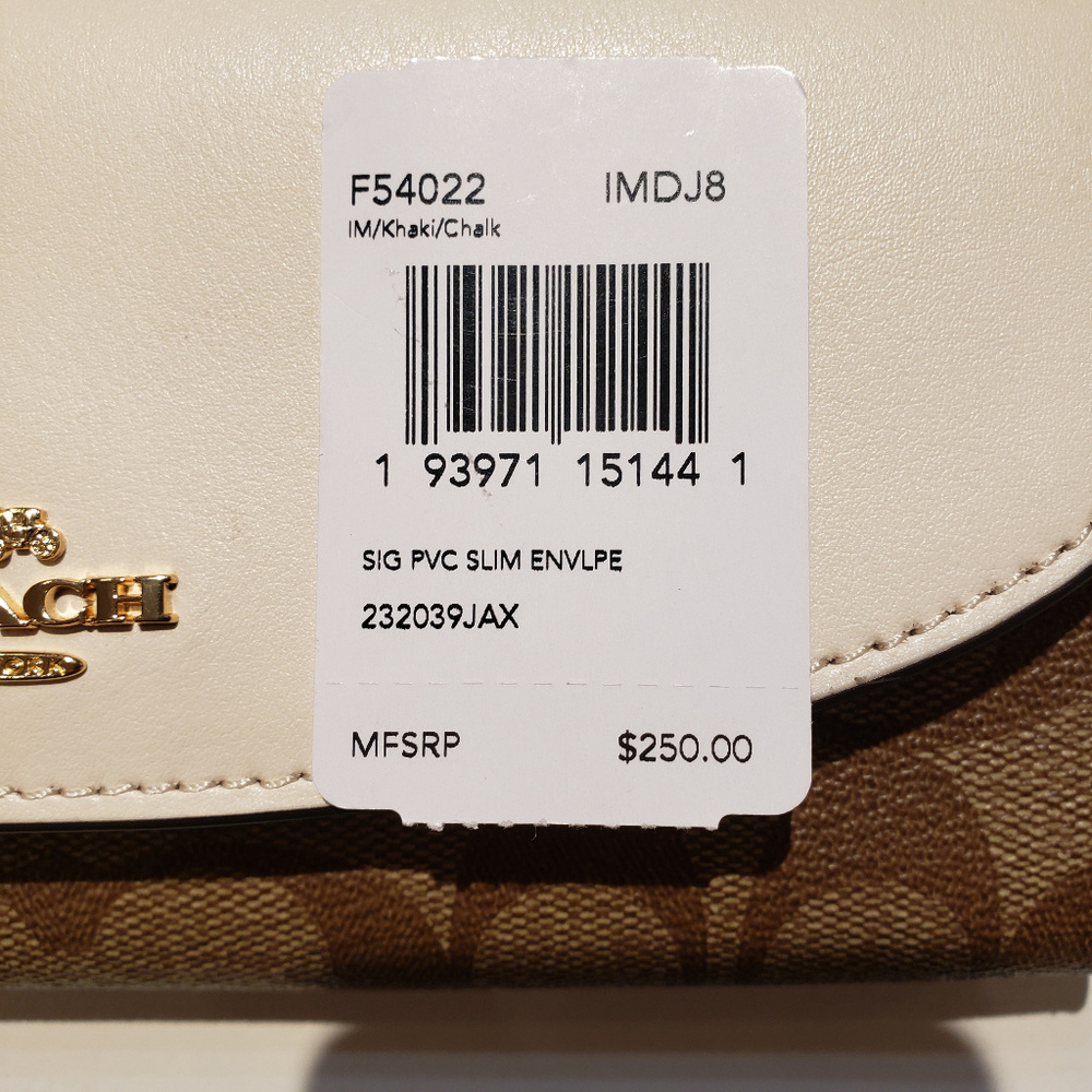 Coach Signature PVC Slim Envelope Wallet - Picture 5 of 8
